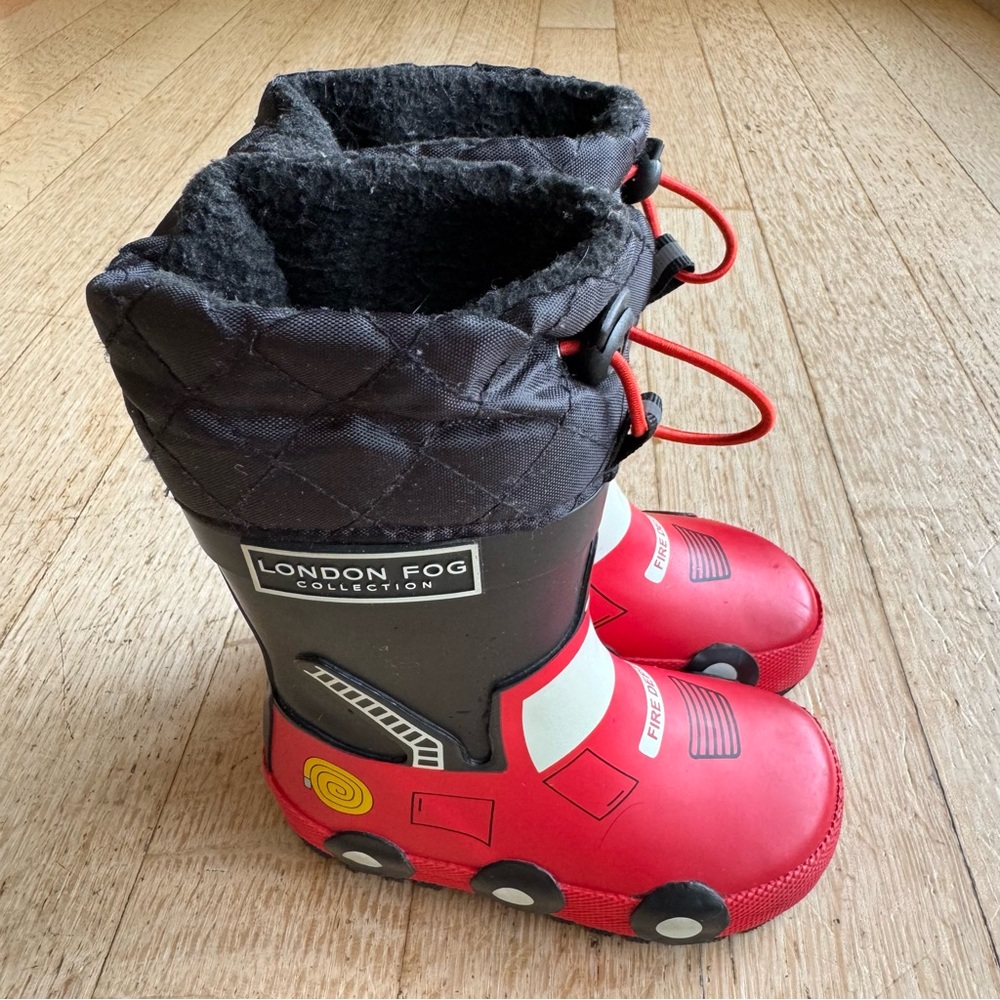 London Fog - Fire Dept Kids Rain Boots - Red and Black
